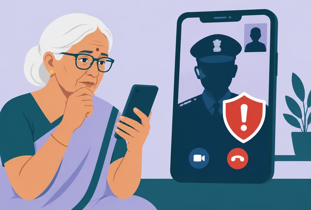 Illustration about staying alert during suspicious official calls